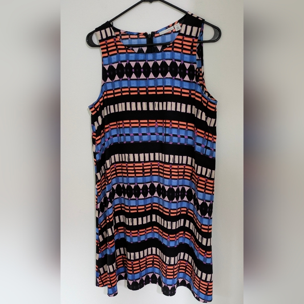 Halogen Sleeveless Dress Tank Swing A-Line Knee-Length Size M Petite Colorful